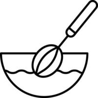 Whisk and bowl Outline icon vector