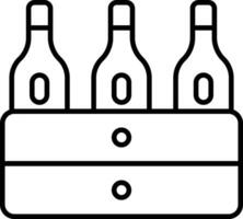 vino botellas caja contorno vector ilustración icono
