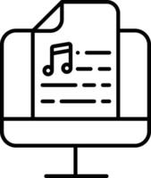 Computer Music file Outline vector illustration icon