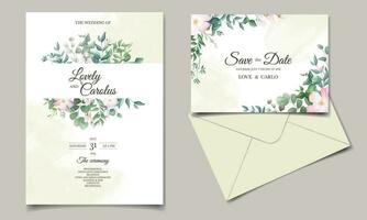 Beautiful floral frame wedding invitation card template vector