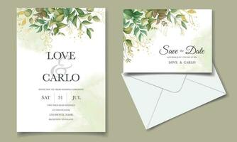 Beautiful floral frame wedding invitation card template vector