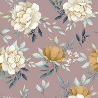 beautiful hand drawn seamless pattern flower and leaves vector