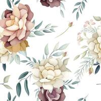 beautiful hand drawn seamless pattern flower and leaves vector