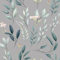 beautiful hand drawn seamless pattern flower and leaves vector