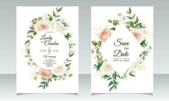 Beautiful floral frame wedding invitation card template vector