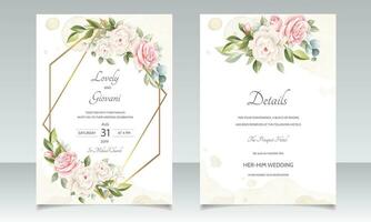 hand drawn floral wedding invitation card vector
