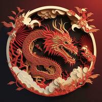 AI generated chinese dragon paper art photo