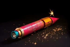 AI generated a pink and gold bullet with sparkles on it photo