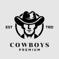 Cowboy head front face logo icon design vector