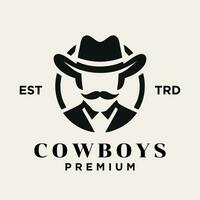 Cowboy head front face logo icon design vector