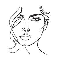 Beautiful women face line illustration vector