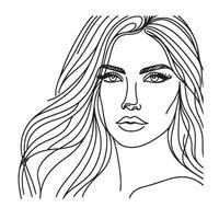 Beautiful women face line illustration vector