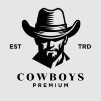 Cowboy head front face logo icon design vector