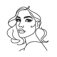 Beautiful women face line illustration vector