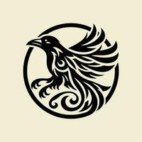 Raven tribal tattoo logo icon design vector