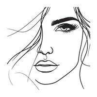 Beautiful women face line illustration vector