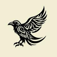 Raven tribal tattoo logo icon design vector