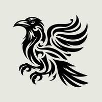 Raven tribal tattoo logo icon design vector