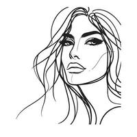 Beautiful women face line illustration vector