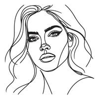 Beautiful women face line illustration vector