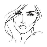 Beautiful women face line illustration vector
