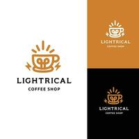 The logo design vector that features a cup of coffee with a lightning bolt coming out of it