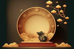 AI generated chinese new year 2020 year of the rat with paper cut art style photo