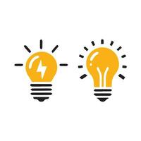 Lightbulb icon on light background. Idea symbol. Electric lamp, light, innovation, solution, creative thinking, electricity. Outline, flat and colored style. Flat design. vector