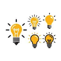 Lightbulb icon on light background. Idea symbol. Electric lamp, light, innovation, solution, creative thinking, electricity. Outline, flat and colored style. Flat design. vector