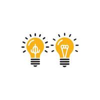 Lightbulb icon on light background. Idea symbol. Electric lamp, light, innovation, solution, creative thinking, electricity. Outline, flat and colored style. Flat design. vector