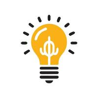 Lightbulb icon on light background. Idea symbol. Electric lamp, light, innovation, solution, creative thinking, electricity. Outline, flat and colored style. Flat design. vector