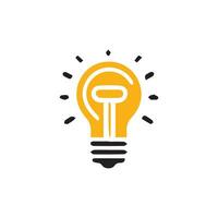 Lightbulb icon on light background. Idea symbol. Electric lamp, light, innovation, solution, creative thinking, electricity. Outline, flat and colored style. Flat design. vector