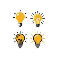 Lightbulb icon on light background. Idea symbol. Electric lamp, light, innovation, solution, creative thinking, electricity. Outline, flat and colored style. Flat design. vector