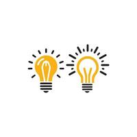 Lightbulb icon on light background. Idea symbol. Electric lamp, light, innovation, solution, creative thinking, electricity. Outline, flat and colored style. Flat design. vector