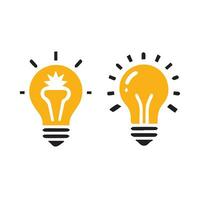 Lightbulb icon on light background. Idea symbol. Electric lamp, light, innovation, solution, creative thinking, electricity. Outline, flat and colored style. Flat design. vector