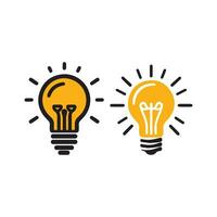 Lightbulb icon on light background. Idea symbol. Electric lamp, light, innovation, solution, creative thinking, electricity. Outline, flat and colored style. Flat design. vector