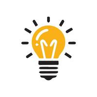 Lightbulb icon on light background. Idea symbol. Electric lamp, light, innovation, solution, creative thinking, electricity. Outline, flat and colored style. Flat design. vector