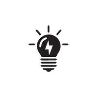Lightbulb icon on light background. Idea symbol. Electric lamp, light, innovation, solution, creative thinking, electricity. Outline, flat and colored style. Flat design. vector