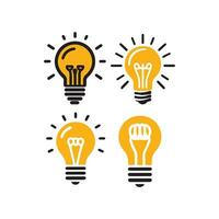 Lightbulb icon on light background. Idea symbol. Electric lamp, light, innovation, solution, creative thinking, electricity. Outline, flat and colored style. Flat design. vector