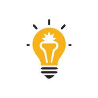 Lightbulb icon on light background. Idea symbol. Electric lamp, light, innovation, solution, creative thinking, electricity. Outline, flat and colored style. Flat design. vector