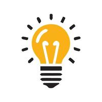 Lightbulb icon on light background. Idea symbol. Electric lamp, light, innovation, solution, creative thinking, electricity. Outline, flat and colored style. Flat design. vector