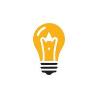 Lightbulb icon on light background. Idea symbol. Electric lamp, light, innovation, solution, creative thinking, electricity. Outline, flat and colored style. Flat design. vector