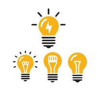 Lightbulb icon on light background. Idea symbol. Electric lamp, light, innovation, solution, creative thinking, electricity. Outline, flat and colored style. Flat design. vector