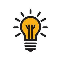 Lightbulb icon on light background. Idea symbol. Electric lamp, light, innovation, solution, creative thinking, electricity. Outline, flat and colored style. Flat design. vector