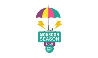 Monsoon mega sale banner template vector