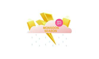 Monsoon mega sale banner template vector