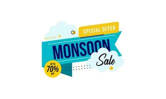 Monsoon mega sale banner template vector