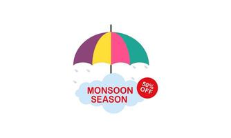 Monsoon mega sale banner template vector