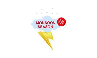 Monsoon mega sale banner template vector