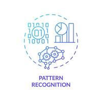 2D gradient pattern recognition icon, creative isolated vector, thin line blue illustration representing cognitive computing. vector